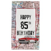 85e verjaardag Retro Buick on Map Klein Cadeauzakje (Voorkant)