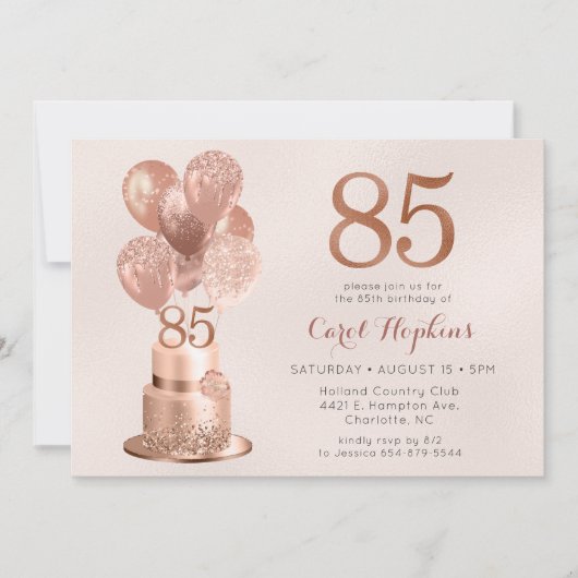 85e verjaardag Roos Gold Cake Kaart (Voorkant)