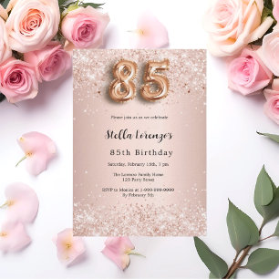 85e verjaardag roos gouden roze confetti luxe kaart