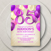 85e verjaardag roze ballonnen uitnodiging