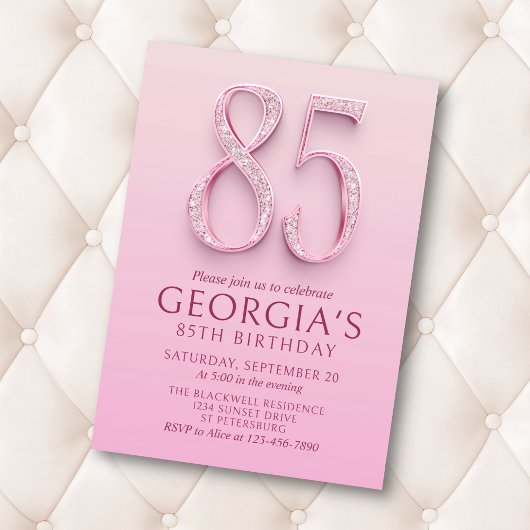 85e verjaardag roze diamanten kaart