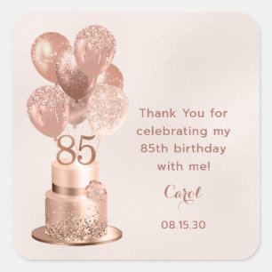 85e verjaardag Roze Goud Kakeel Bedankt Vierkante Sticker