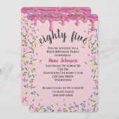 85e verjaardag roze ijsjes en strooisel kaart (Voorkant / Achterkant)