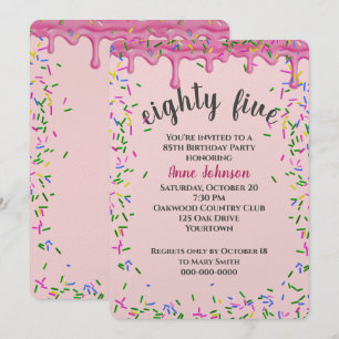 85e verjaardag roze ijsjes en strooisel kaart