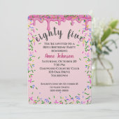 85e verjaardag roze ijsjes en strooisel kaart (Staand voorkant)