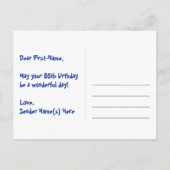 85e verjaardag: Roze strepen & harten, Regenboog 8 Briefkaart (Achterkant)