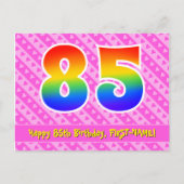 85e verjaardag: Roze strepen & harten, Regenboog 8 Briefkaart (Voorkant)