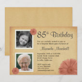 85e verjaardag Rustic Daisy 2 Foto nodigt uit Kaart (Voorkant / Achterkant)