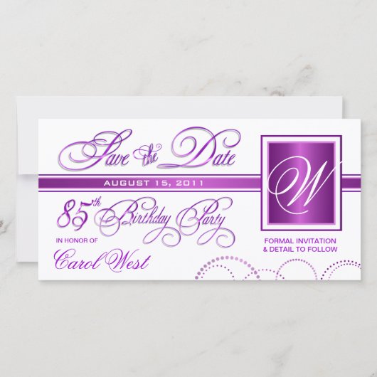 85e verjaardag - 'Save the Date'-aankondiging Save The Date (Voorkant)