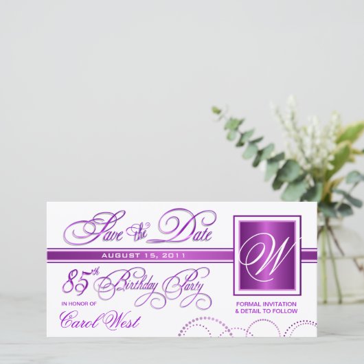 85e verjaardag - 'Save the Date'-aankondiging Save The Date (Staand voorkant)