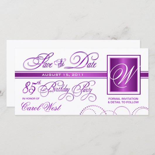 85e verjaardag - sparen de Aankondiging van de Dat (Voorkant / Achterkant)