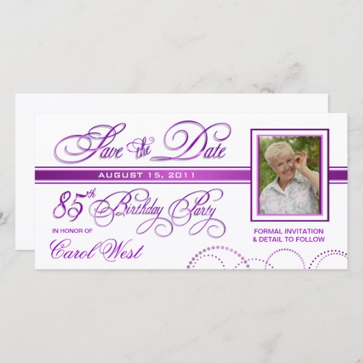 85e verjaardag - Sparen de Aankondiging van de Fot (Voorkant / Achterkant)