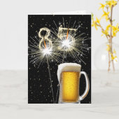 85e Verjaardag Sparklers Met Bier Mok Kaart (Gele Bloem)