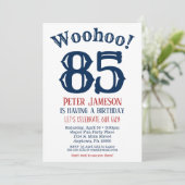 85e verjaardag Uitnodiging Mannen marineblauw (Staand voorkant)