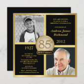 85e verjaardag Uitnodigingen Toen & Nu Foto's (Voorkant / Achterkant)