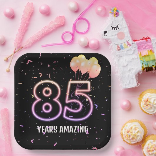 85e verjaardag van de ballonnen en Confetti Papieren Bordje (Feest)