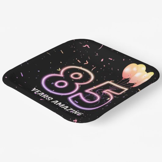 85e verjaardag van de ballonnen en Confetti Papieren Bordje (Gebogen)