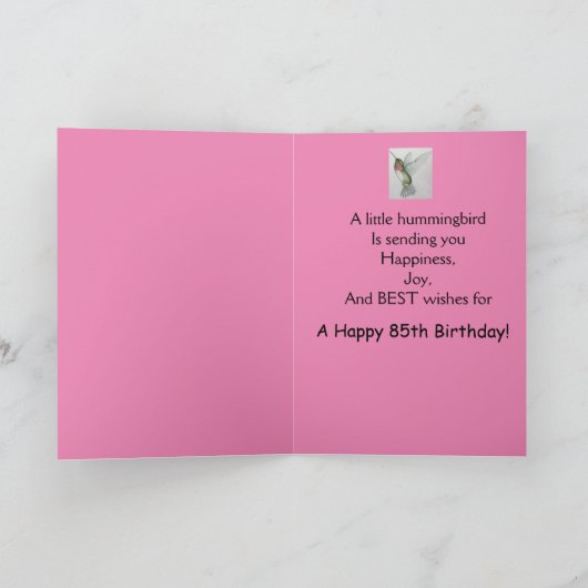85e verjaardag van het Wenskaart van Elegant Hummi Kaart (Binnen)