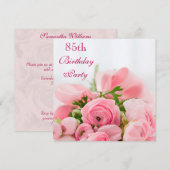 85e verjaardag van roze rozen kaart (Voorkant / Achterkant)