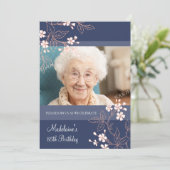 85e verjaardag van uitnodigingen blauwe koraal blo (Staand voorkant)