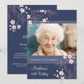 85e verjaardag van uitnodigingen blauwe koraal blo (Voorkant / Achterkant)