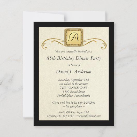 85e verjaardag van uitnodigingen van de Partij voo (Achterkant)