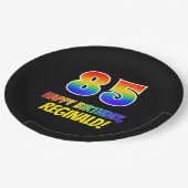 85e verjaardag: Vet, Vun, Eenvoudig, Regenboog 85 Papieren Bordje (Gekanteld)