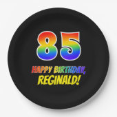 85e verjaardag: Vet, Vun, Eenvoudig, Regenboog 85 Papieren Bordje (Voorkant)