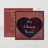 85e verjaardag viering-rood roos hart kaart (Voorkant / Achterkant)