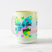 85E VERJAARDAG VLINDER ZEGENINGEN MOK (Voorkant links)