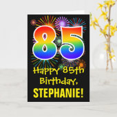 85e verjaardag: Vuurwapenpatroon en regenboog 85 Kaart (Gele Bloem)
