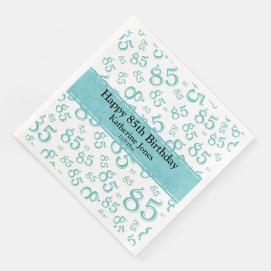 85e verjaardag Willekeurig Getal Patroon Blauwgroe Servet (Hoek)