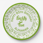 85e verjaardag Willekeurig getal Patroon Groen/Wit Papieren Bordje (Voorkant)