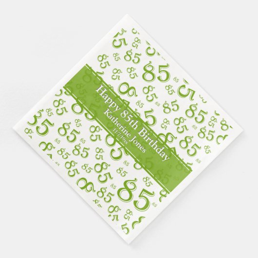 85e verjaardag Willekeurig getal Patroon Groen/Wit Servet (Hoek)
