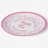 85e verjaardag Willekeurig getal Patroon Roze/Wit Papieren Bordje (Gekanteld)