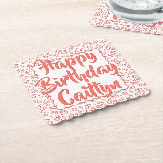 85e Verjaardag Willekeurig Getal Patroon Scallops  Kartonnen Onderzetters (Gebogen)