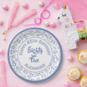 85e verjaardag Willekeurig nummer Patroon Blauw/Wi Papieren Bordje (Feest)