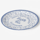 85e verjaardag Willekeurig nummer Patroon Blauw/Wi Papieren Bordje (Gekanteld)