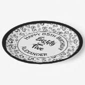 85e verjaardag Willekeurig nummer Patroon Zwart/Wi Papieren Bordje (Gekanteld)