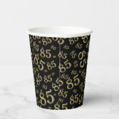 85e verjaardag Willekeurige nummer Patroon Zwart/G Papieren Bekers (Rechts)