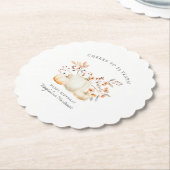 85e Verjaardag Witte Pompoen Fall Bladeren Custom Kartonnen Onderzetters (Gekanteld)