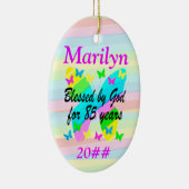 85E VERJAARDAG ZEGENINGEN GEPERSONALISEERD ORNAMEN KERAMISCH ORNAMENT (Rechts)