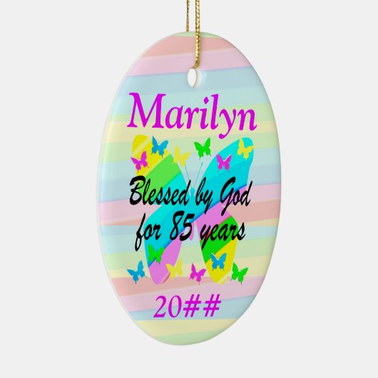 85E VERJAARDAG ZEGENINGEN GEPERSONALISEERD ORNAMEN KERAMISCH ORNAMENT (Rechts)