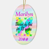 85E VERJAARDAG ZEGENINGEN GEPERSONALISEERD ORNAMEN KERAMISCH ORNAMENT (Links)