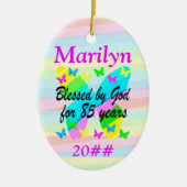 85E VERJAARDAG ZEGENINGEN GEPERSONALISEERD ORNAMEN KERAMISCH ORNAMENT (Voorkant)