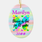 85E VERJAARDAG ZEGENINGEN GEPERSONALISEERD ORNAMEN KERAMISCH ORNAMENT (Achterkant)
