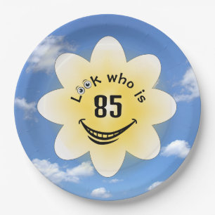 85e verjaardag Zomerzon en wolken Papieren Bordje