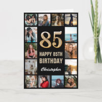 85e verjaardag zwart en goud foto collage