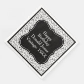 85e verjaardag zwart/wit beugel nummer patroon servet (Hoek)