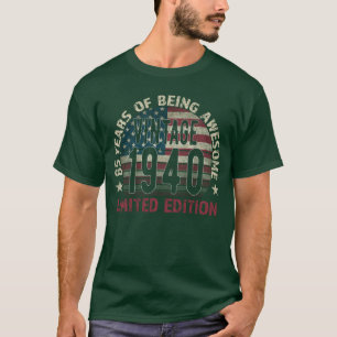 85e verjaardagscadeau mannen vintage geboren 1940 t-shirt